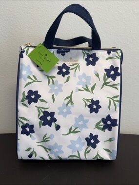 Kate Spade | ♠️ Floral Lunch Tote | Sky Blue & Navy